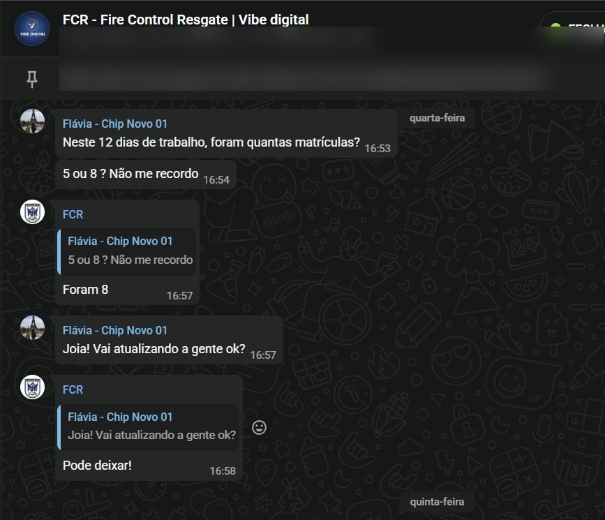 Print da conversa com Fire Control Resgate