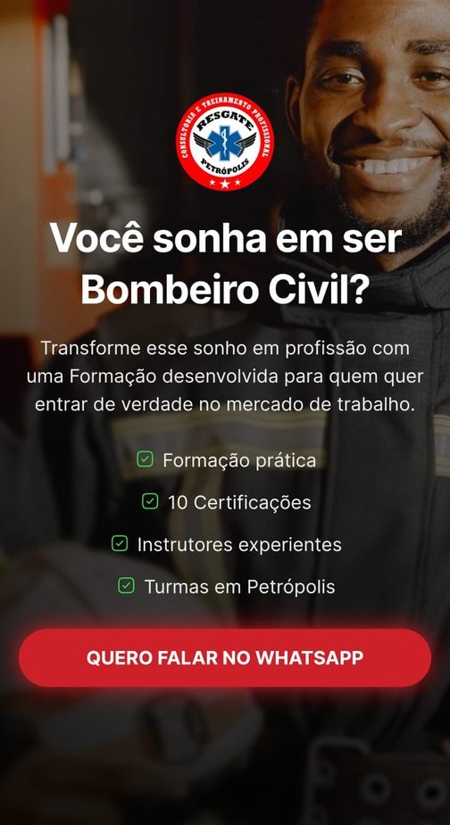 Landing page da Resgate Petrópolis no celular