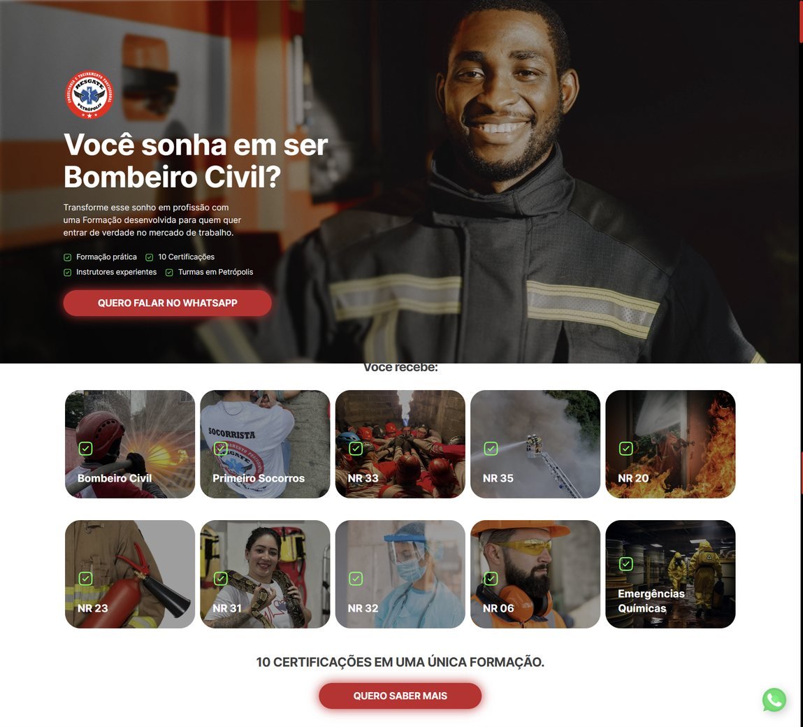 Landing page da Resgate Petrópolis no computador