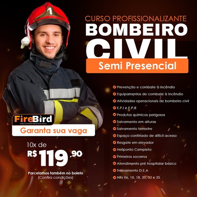 Campanha de matrícula · Escola de Bombeiro Firebird