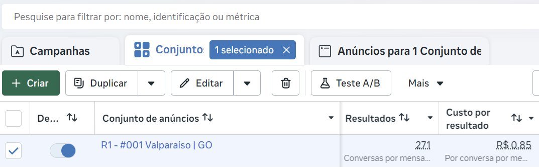 Conjunto Valparaíso GO com 271 conversas a R$ 0,85